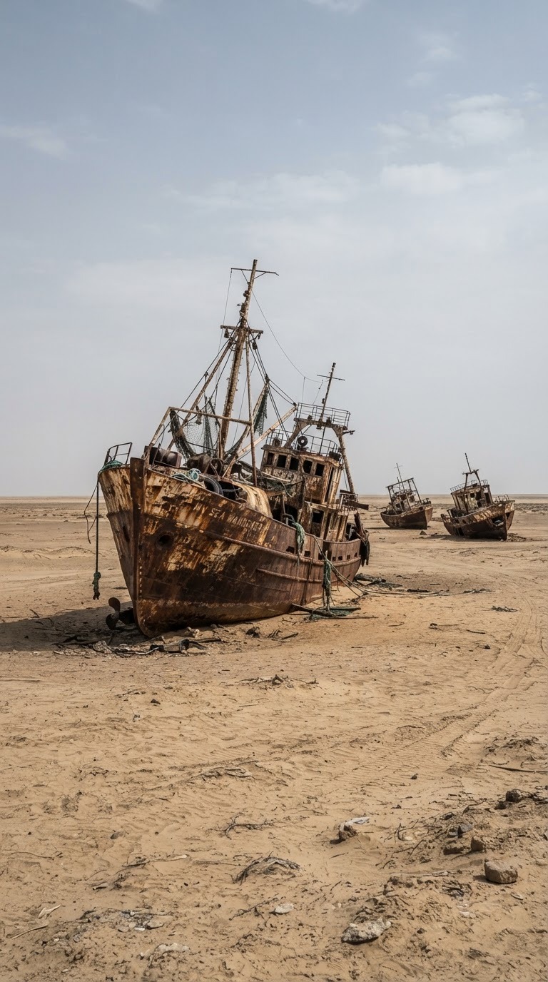 El mar de Aral: el mar que casi desapareció en 50 años y dejó barcos en el desierto
